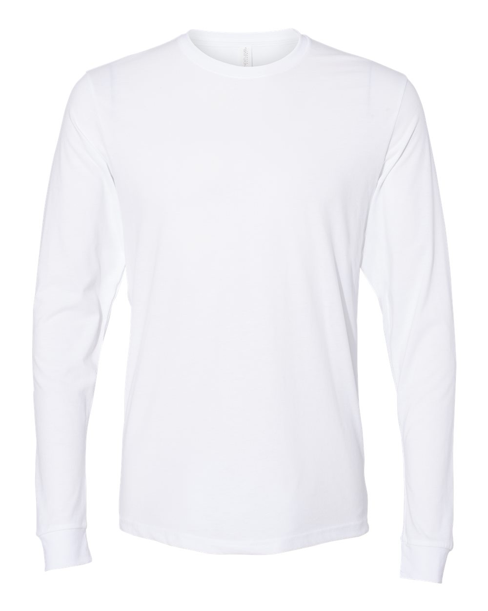 Front View of White Sueded Long Sleeve T-Shirt - 6411