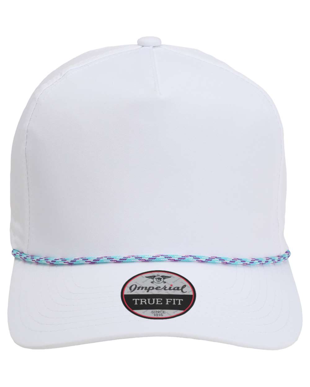 Front View of White/ Teal-Purple The Wrightson Cap - 5054