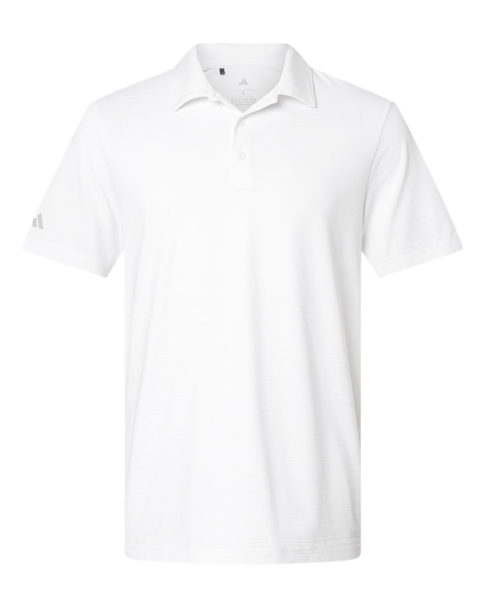 Front View of White Textured Stripe Polo - A704