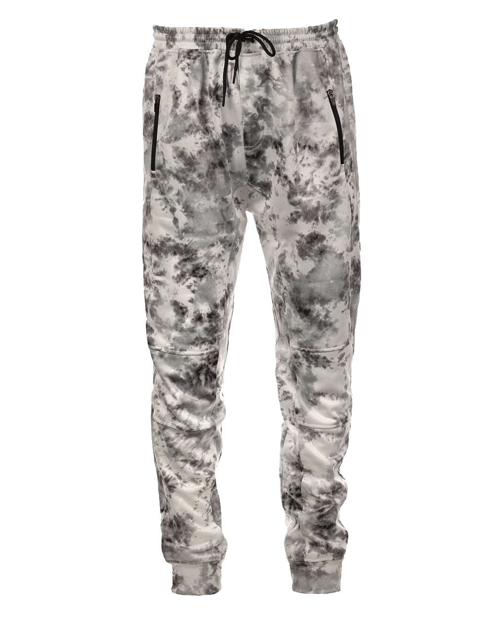 Front View of White Tie Dye Performance Fleece Joggers - 8801