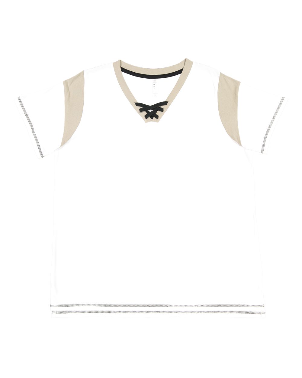 Front View of White/ Titanium/ Black Women's Curvy Lace Up Fine Jersey Tee - 3833