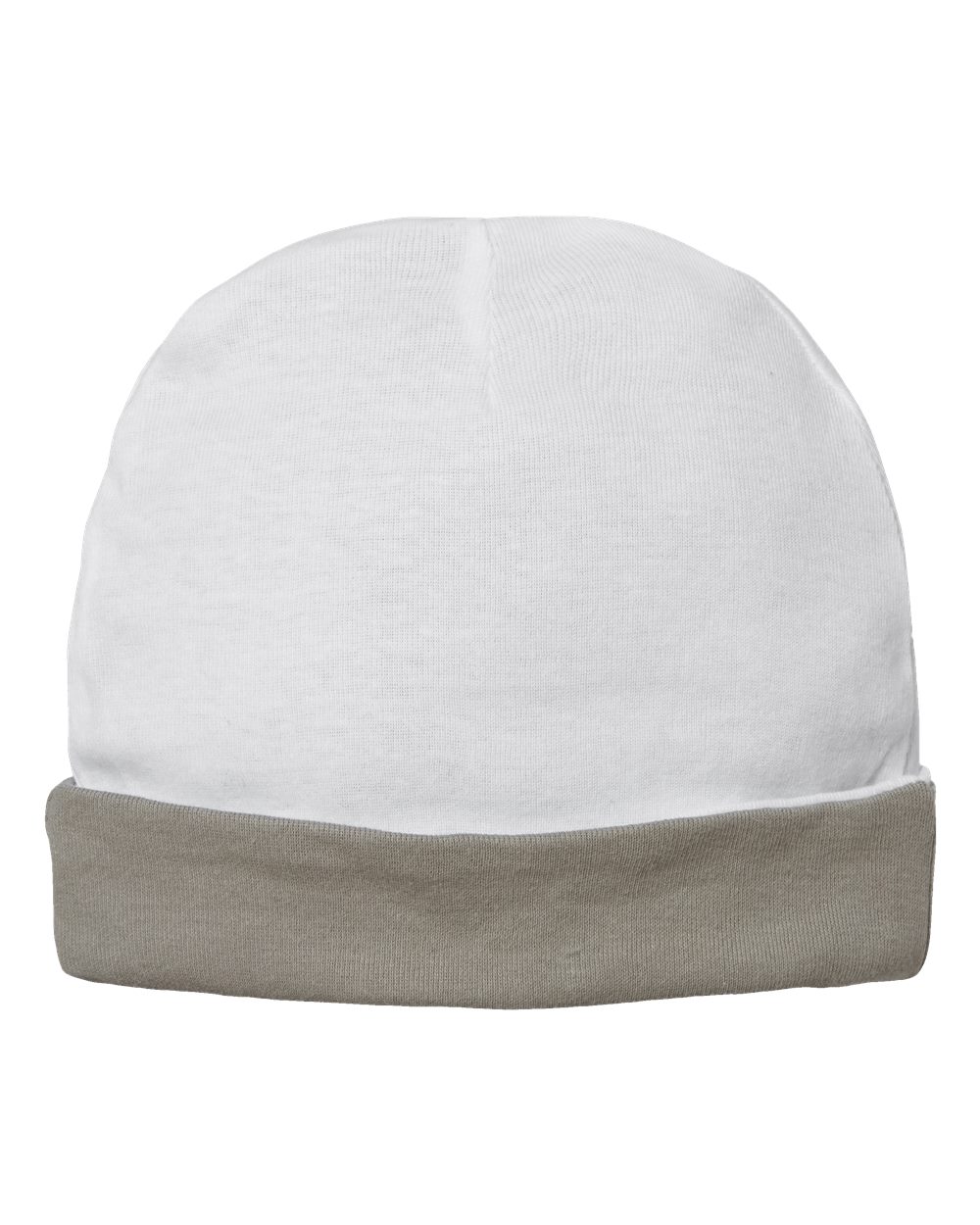 Front View of White/ Titanium Infant Baby Rib Beanie - 4451