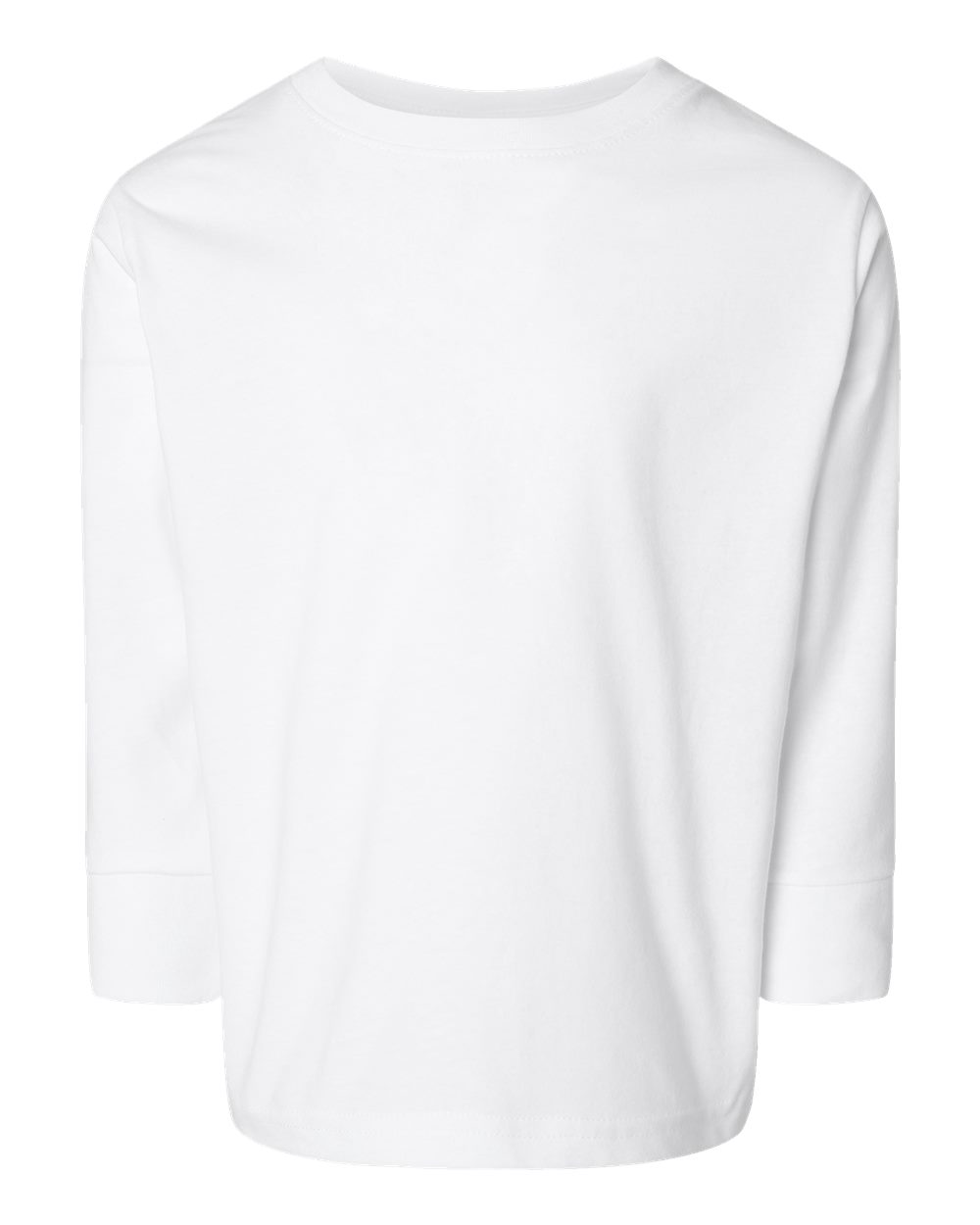 Front View of White Toddler Fine Jersey Long Sleeve Tee - 3302