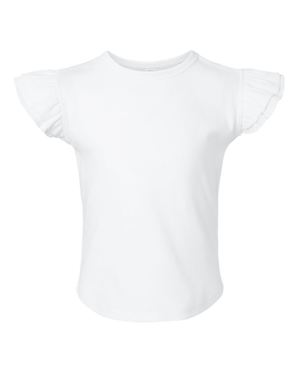 Front View of White Toddler Flutter Sleeve Tee - 3339