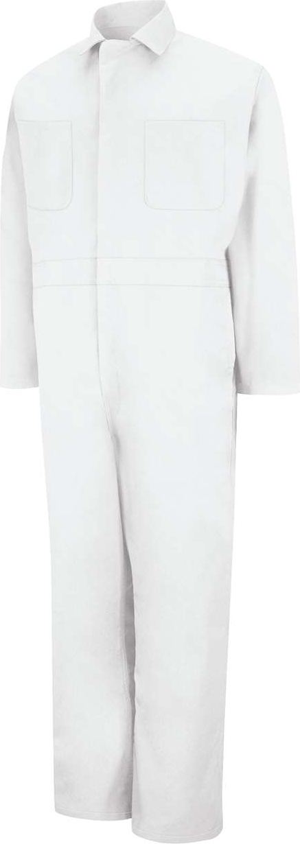 Front View of White Twill Action Back Coverall Extended Sizes - CT10EXT