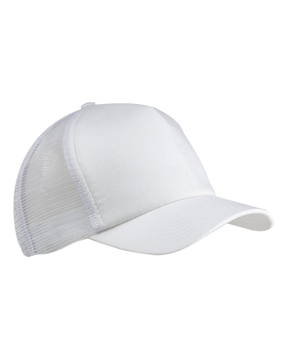 Front View of White Twill Trucker Cap - BX010