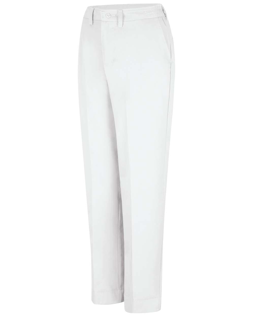 Front View of White - Unhemmed Women's Elastic Insert Work Pants - PT61