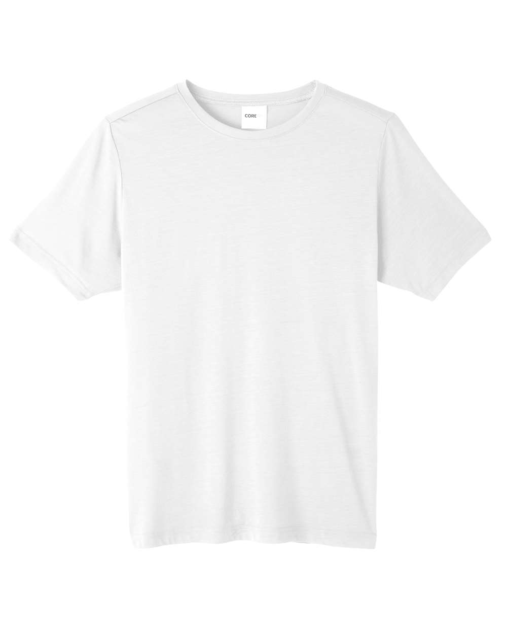 Front View of White Unisex Tall Fusion ChromaSoft™ Performance T-Shirt - CE111T