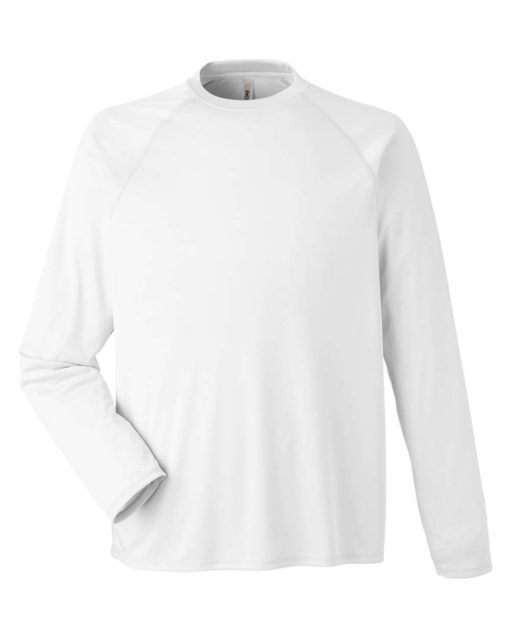 Front View of White Unisex Ultra UVP™ Marina Raglan Long Sleeve T-Shirt - CE110