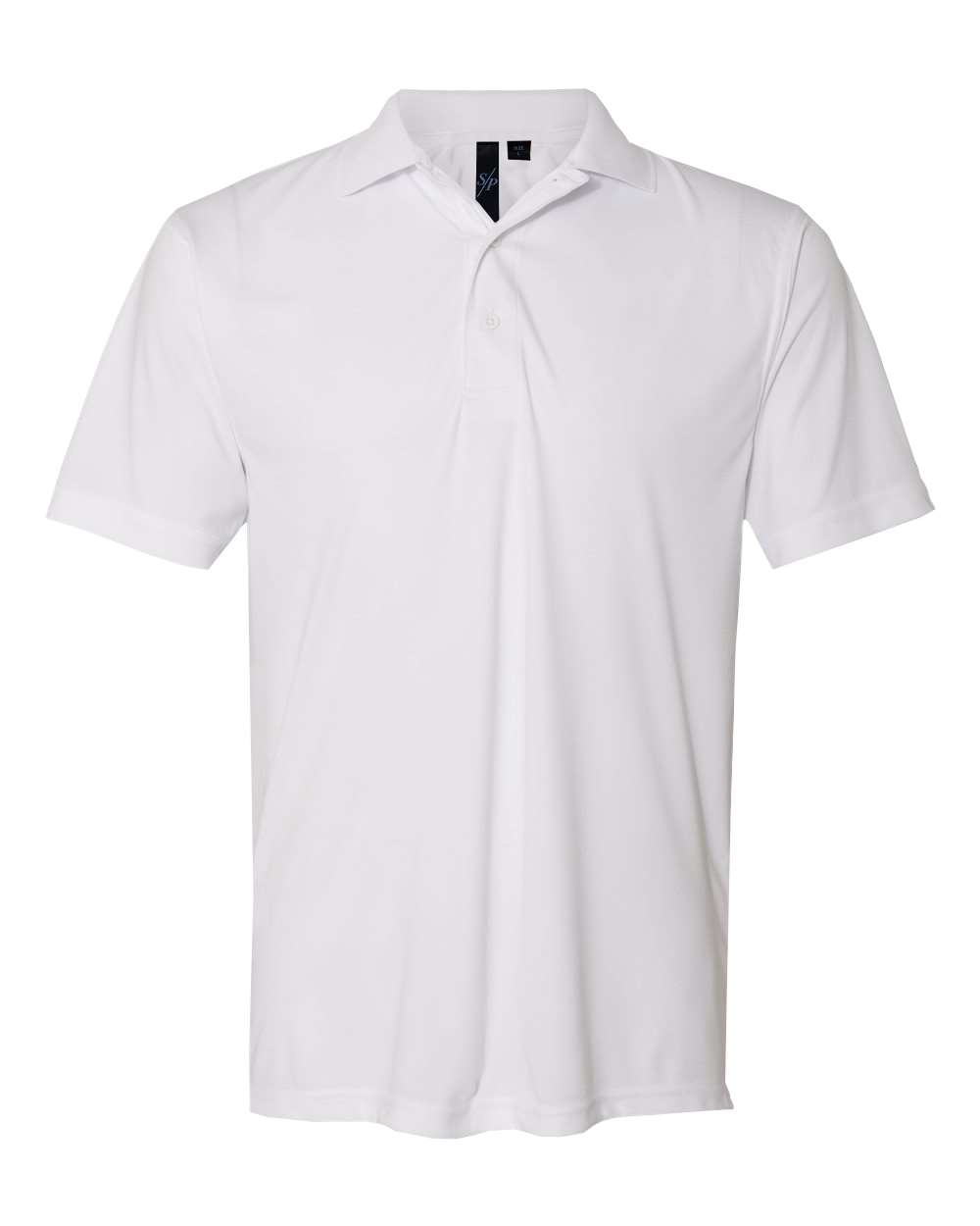 Front View of White Value Polyester Polo - 0100