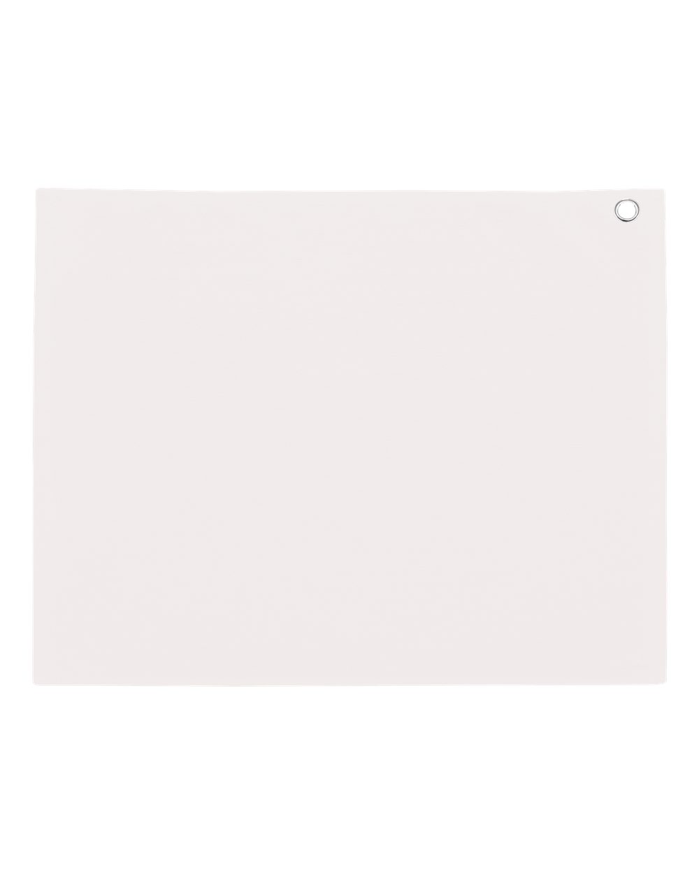 Front View of White Velour Hemmed Towel with Grommet & Hook - C1518GH