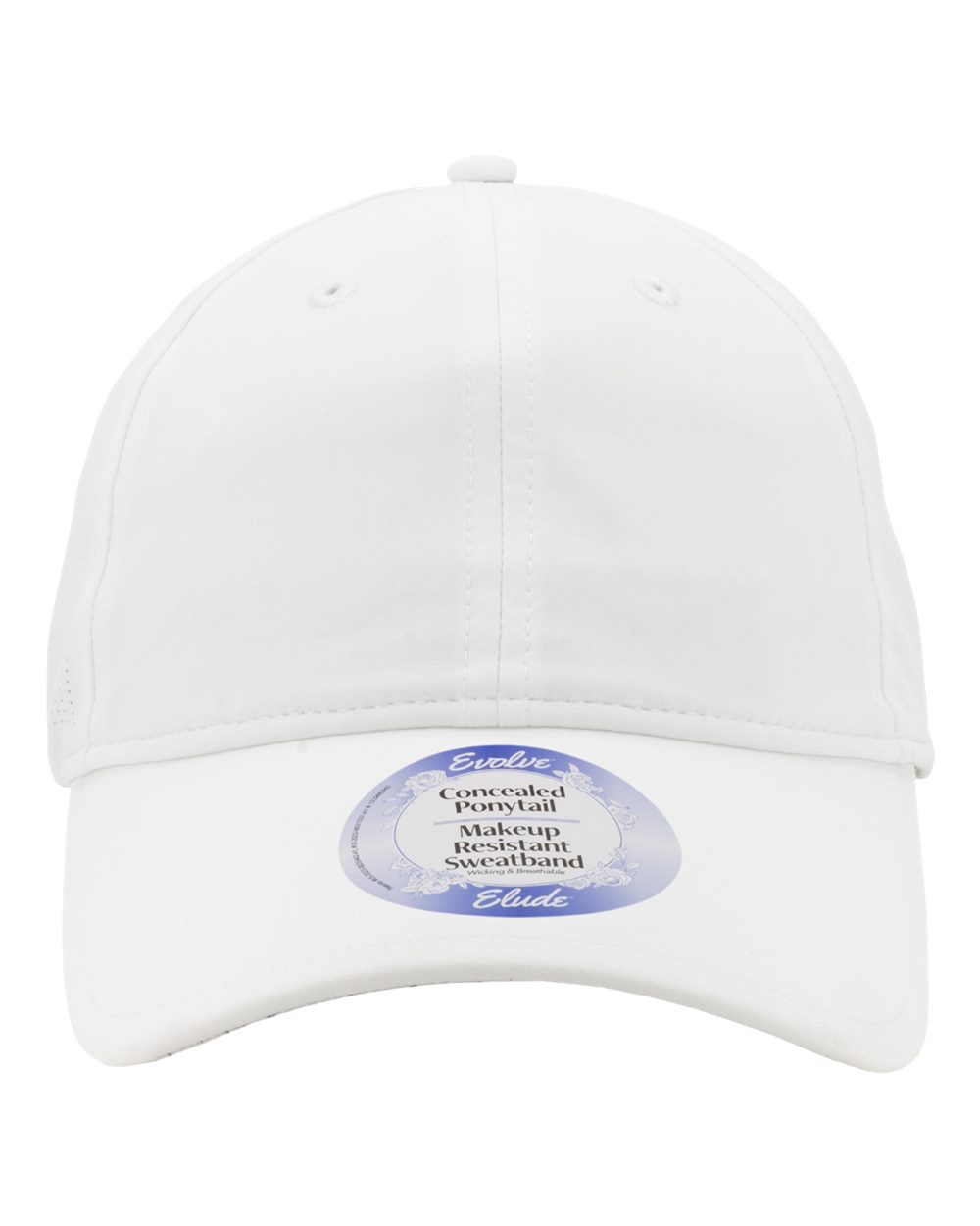 Front View of White/ Waves Women's Perforated Performance Cap - SOPHIE