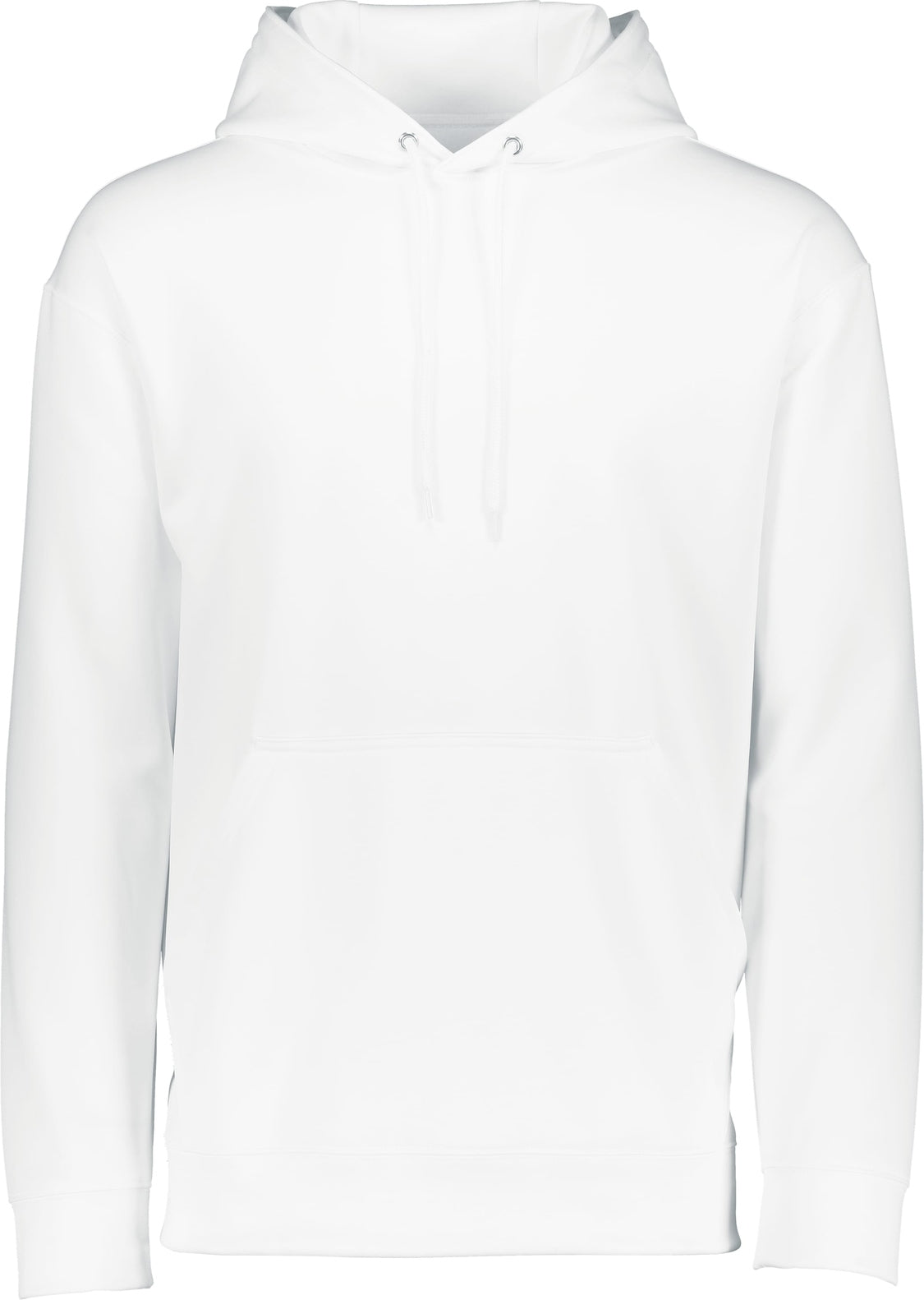 Front View of WHITE WICKING FLEECE HOOD SWEATSHIRT