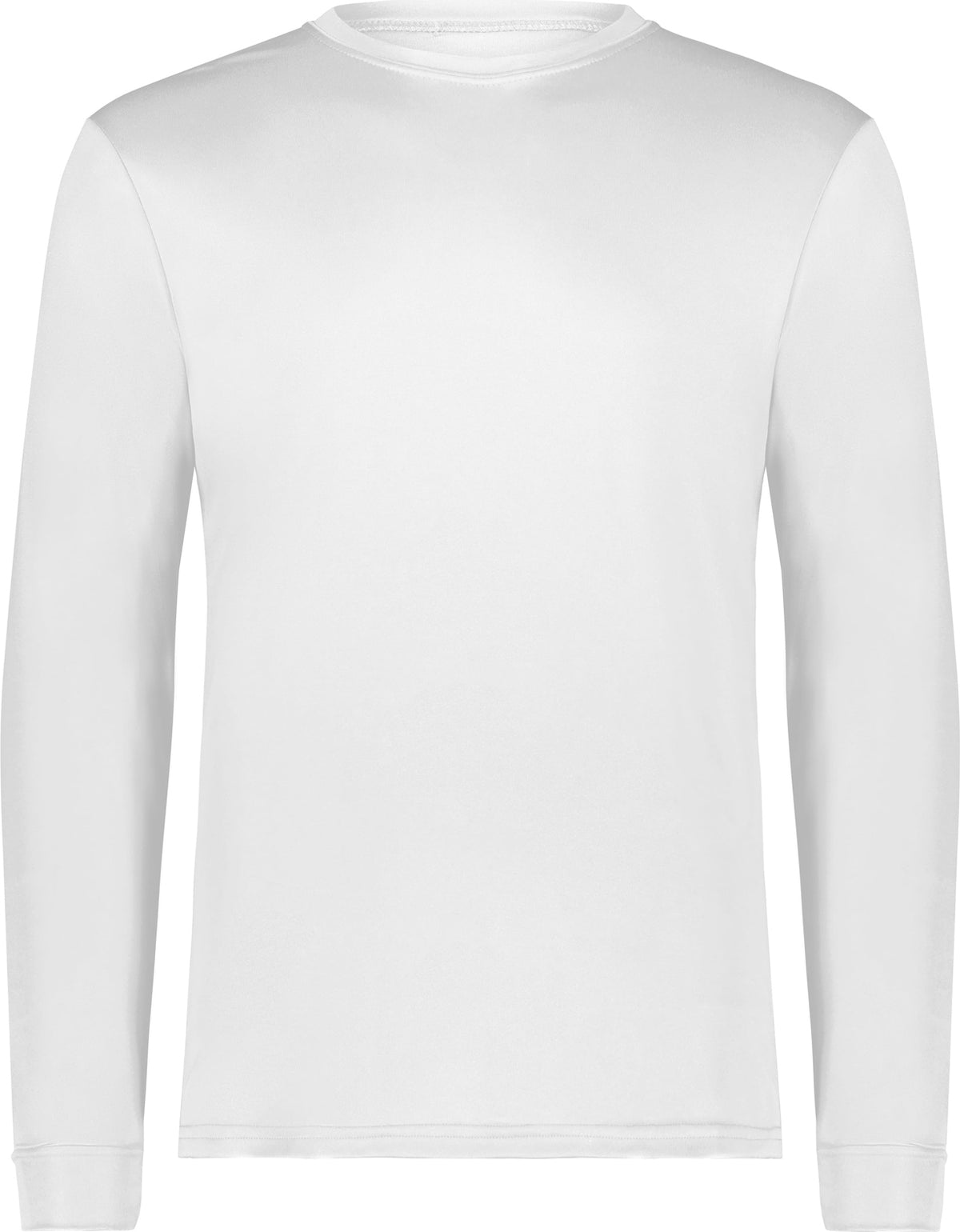 Front View of WHITE WICKING LONG SLEEVE T-SHIRT