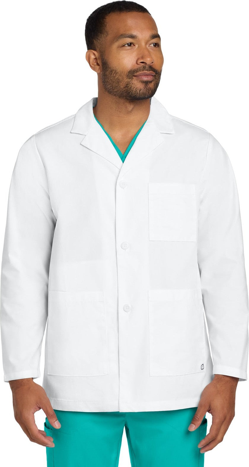 Front View of White Wink Men's Consultation Lab Coat WW5072