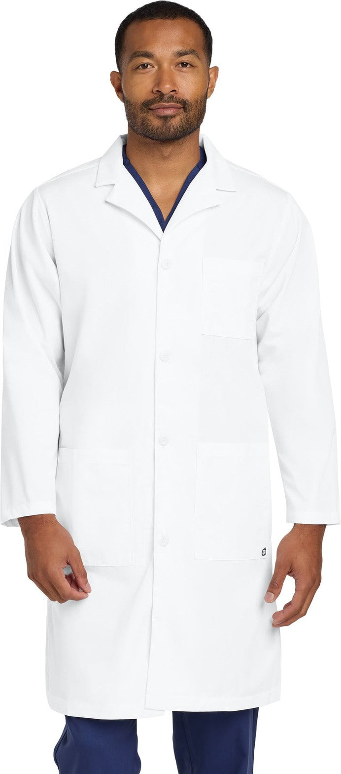Front View of White Wink Men's Long Lab Coat WW5172