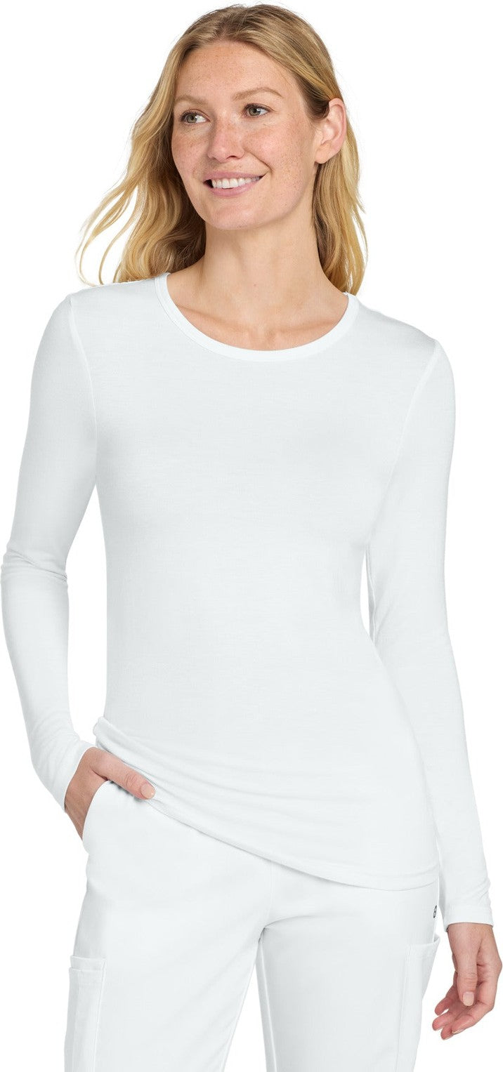 Front View of White Wink Women's Long Sleeve Layer Tee WW4029