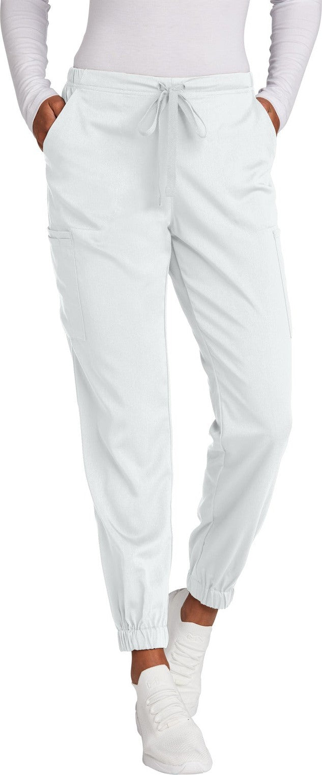 Front View of White Wink Women's Premiere Flex Jogger Pant WW4258