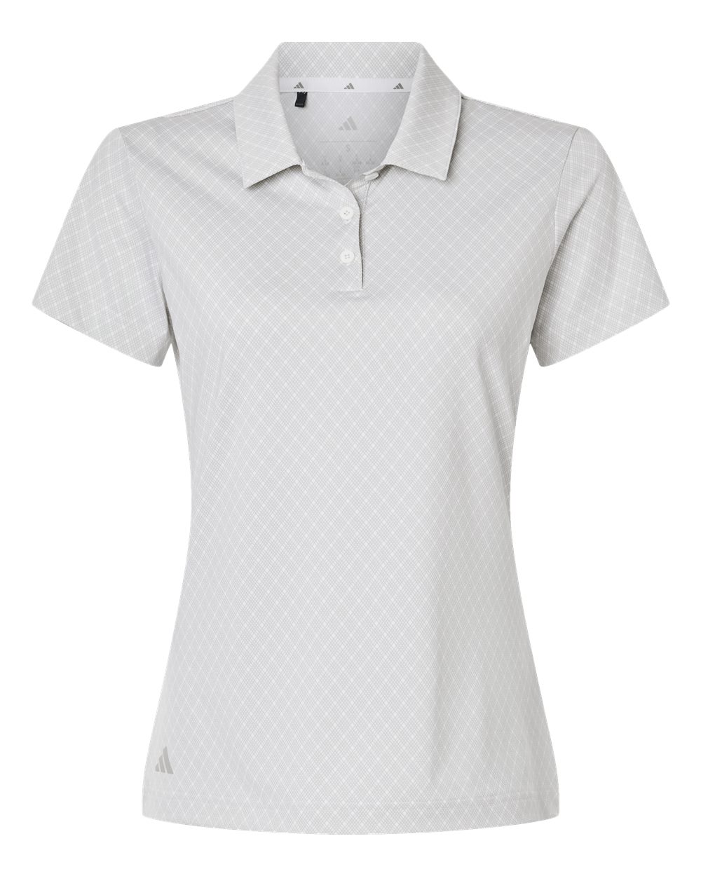 Front View of White Women's 4-Way Stretch Printed Polo - A717