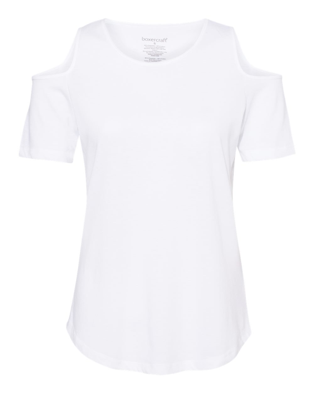 Front View of White Women's Cold Shoulder T-Shirt - T32