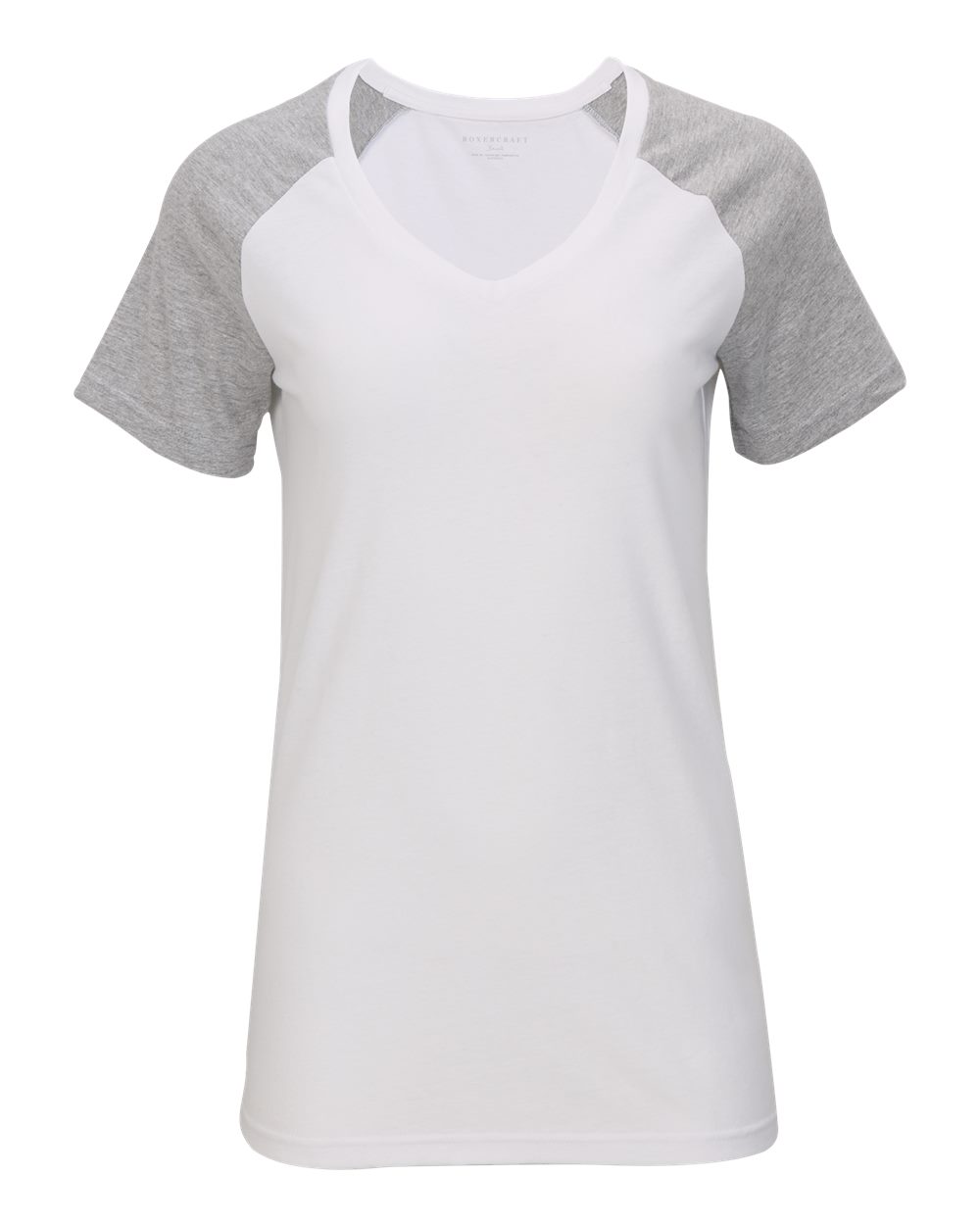 Front View of White Women&#39;s Colorblocked V-Neck T-Shirt - BW2204