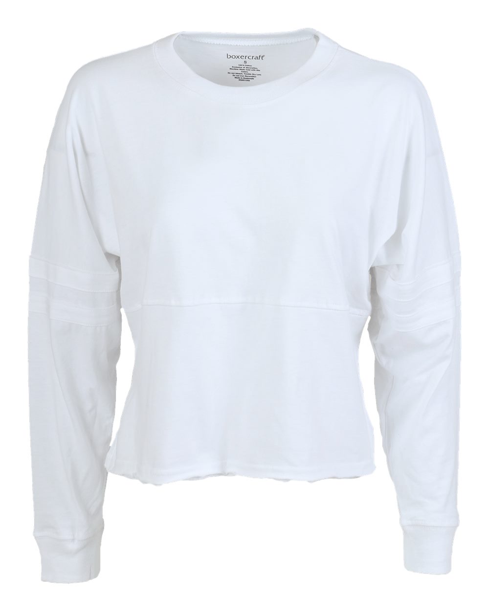 Front View of White Women's Crop Retro Jesery - BW3515