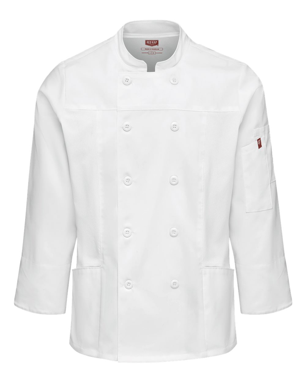 Front View of White Women's Deluxe Airflow Chef Coat - 053W