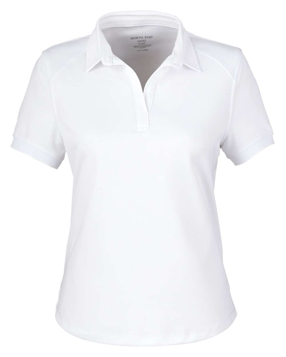 Front View of White Women&#39;s Express Tech Performance Polo - NE112W