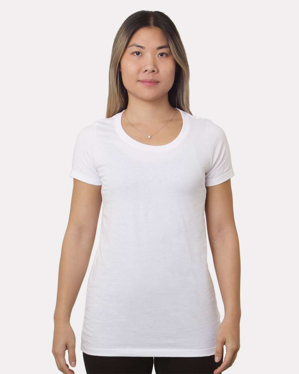 Front View of White Women's Fine Jersey T-Shirt - 9625