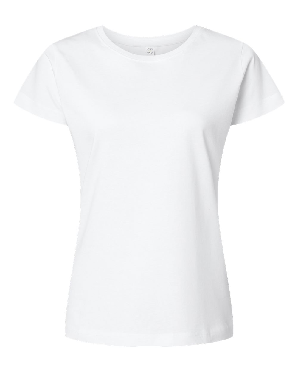 Front View of White Women's Fine Jersey Tee - 3516
