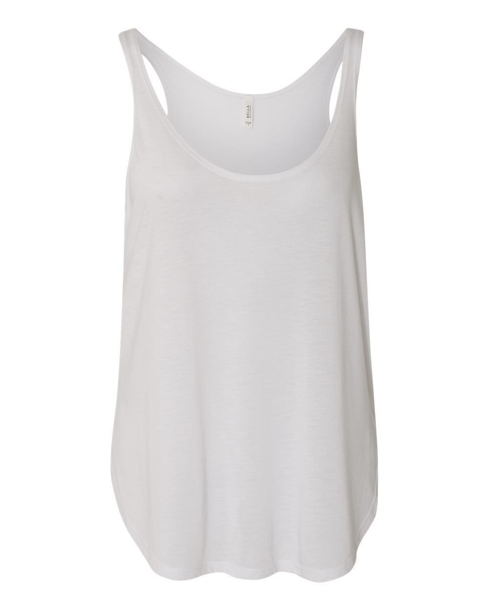 Front View of White Women's Flowy Tank with Side Slit - 8802