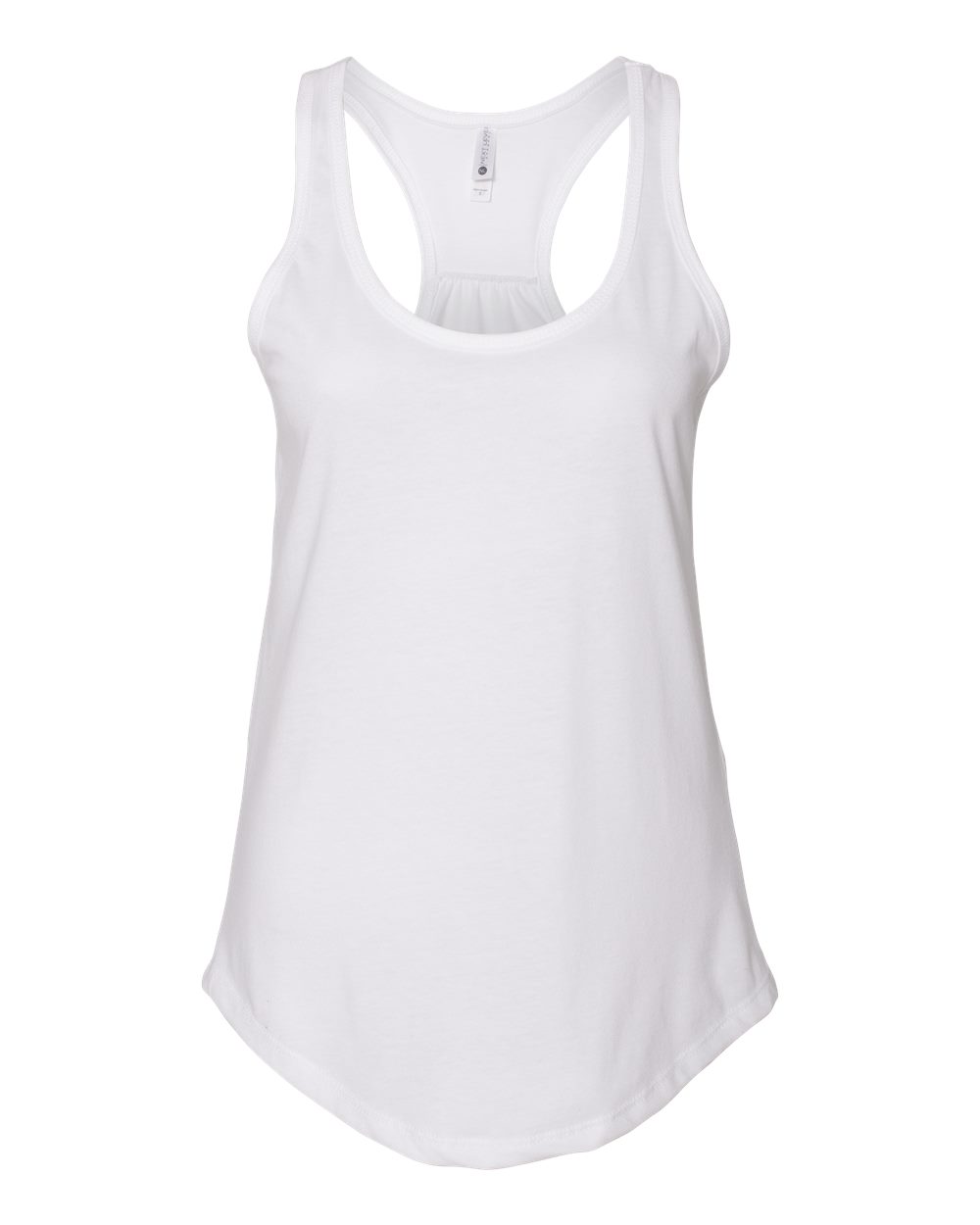 Front View of White Women's Gathered Racerback Tank - 6338