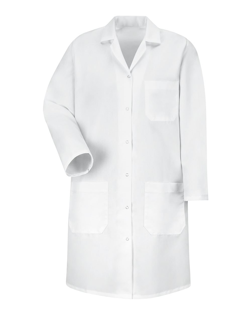 Front View of White Women&#39;s Gripper Front Lab Coat - KP15