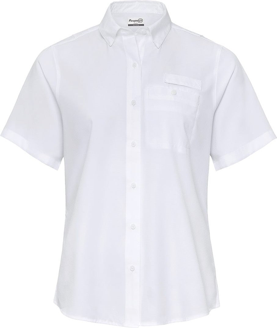 White Women's Hatteras Performance Short Sleeve Fishing Shirt - 704