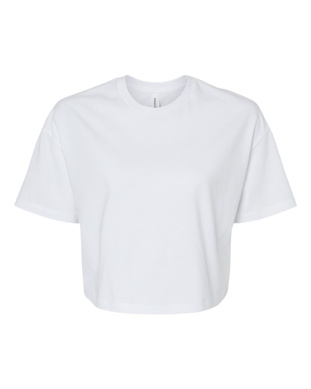 Front View of White Women's Jersey Crop Tee - 6482