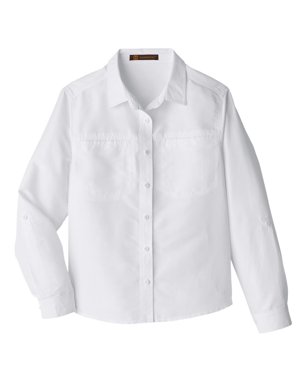 Front View of White Women's Key West Long Sleeve Performance Staff Shirt - M580LW