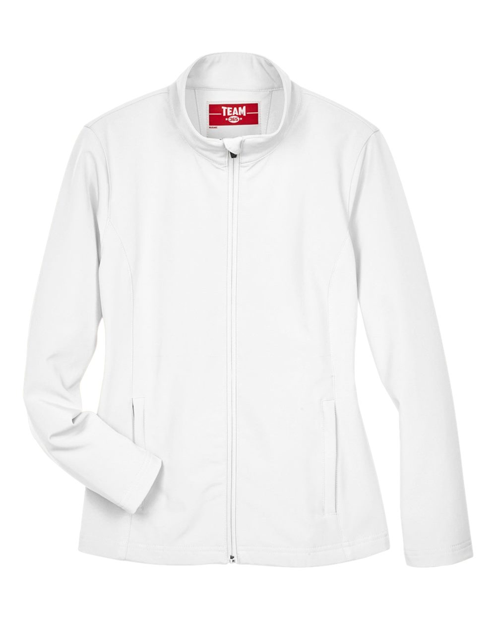 Front View of White Women's Leader Soft Shell Jacket - TT80W