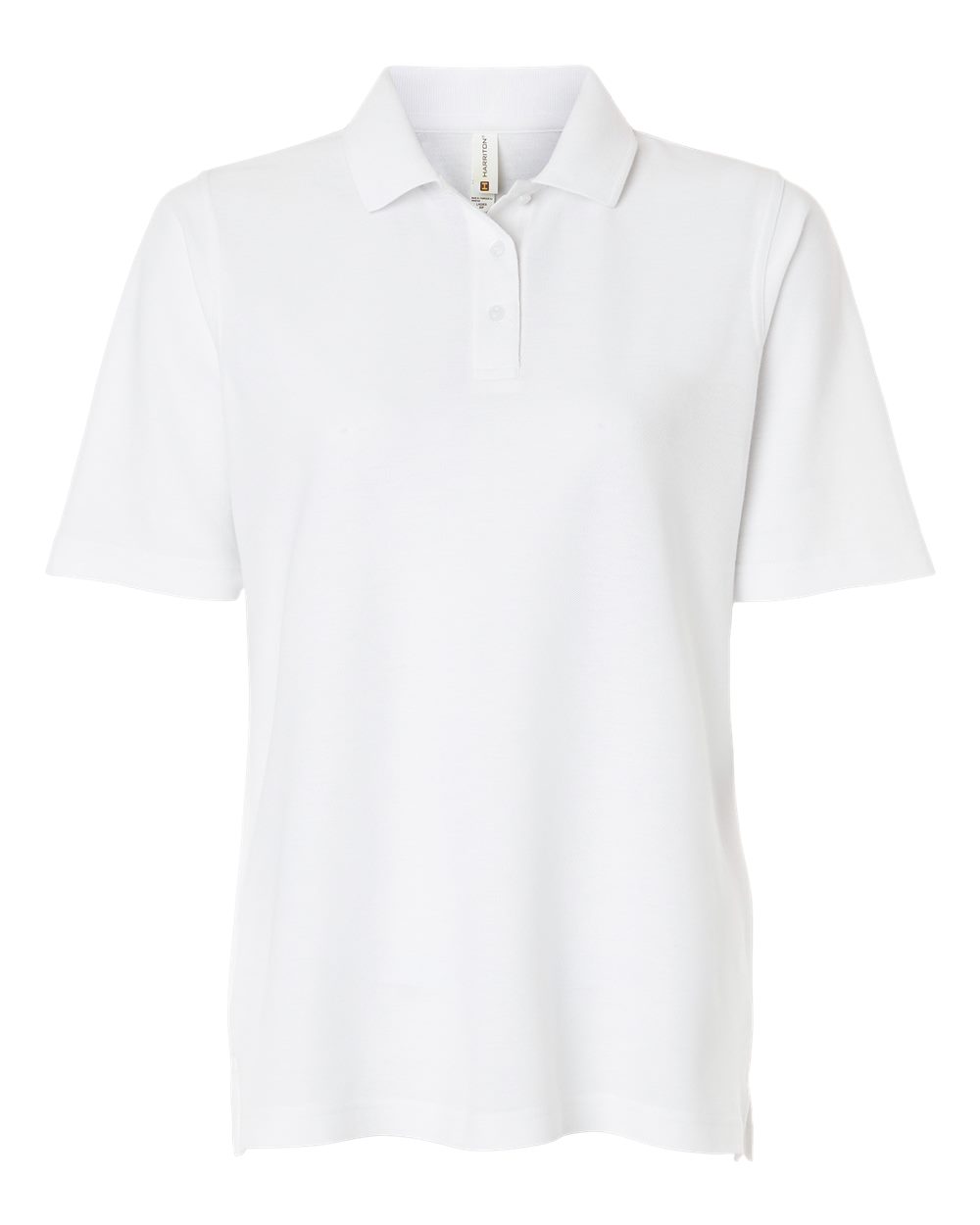 Front View of White Women's Maverick CVC Pique Polo - M105W