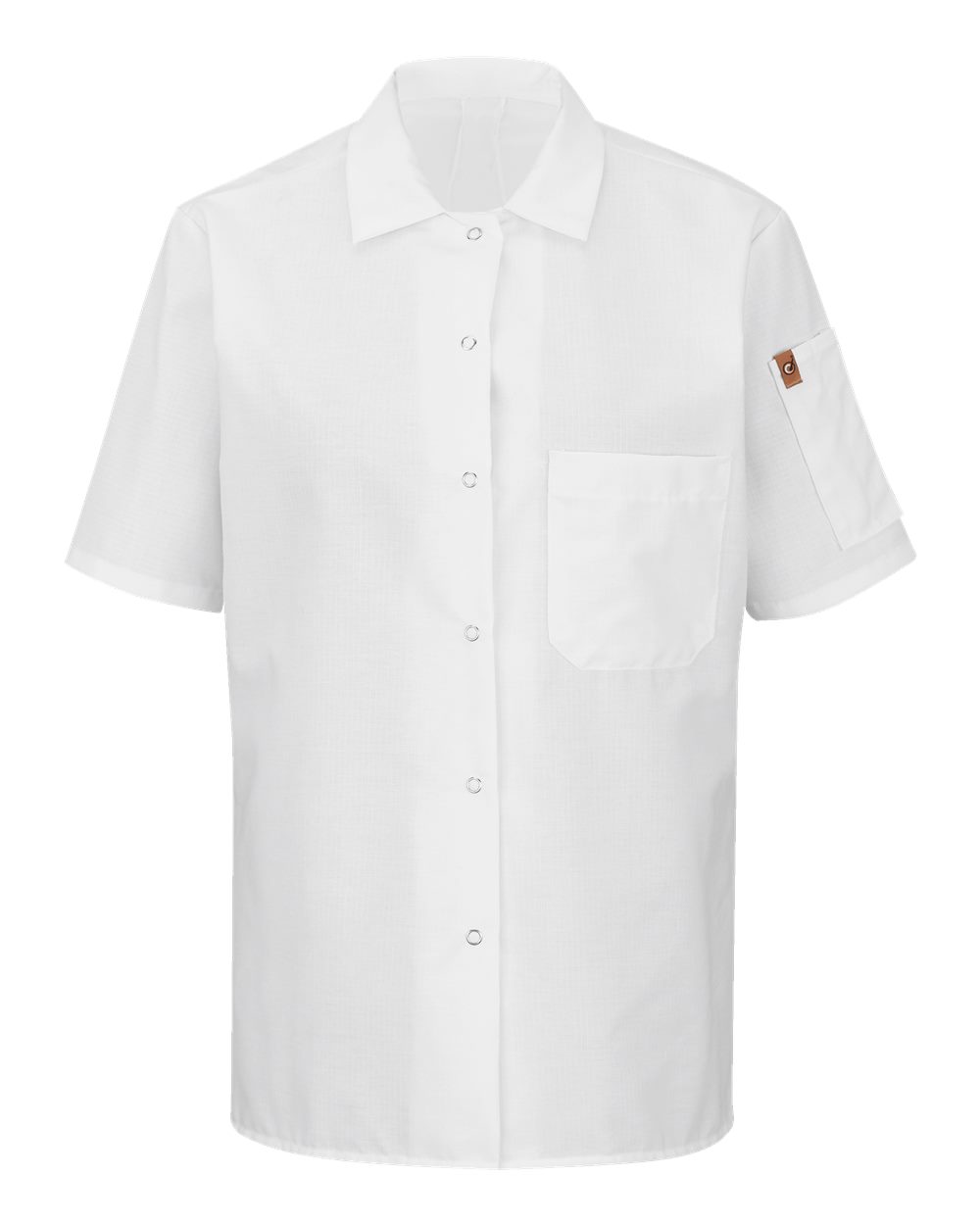 Front View of White Women's Mimix™ Short Sleeve Cook Shirt with OilBlok - 501X