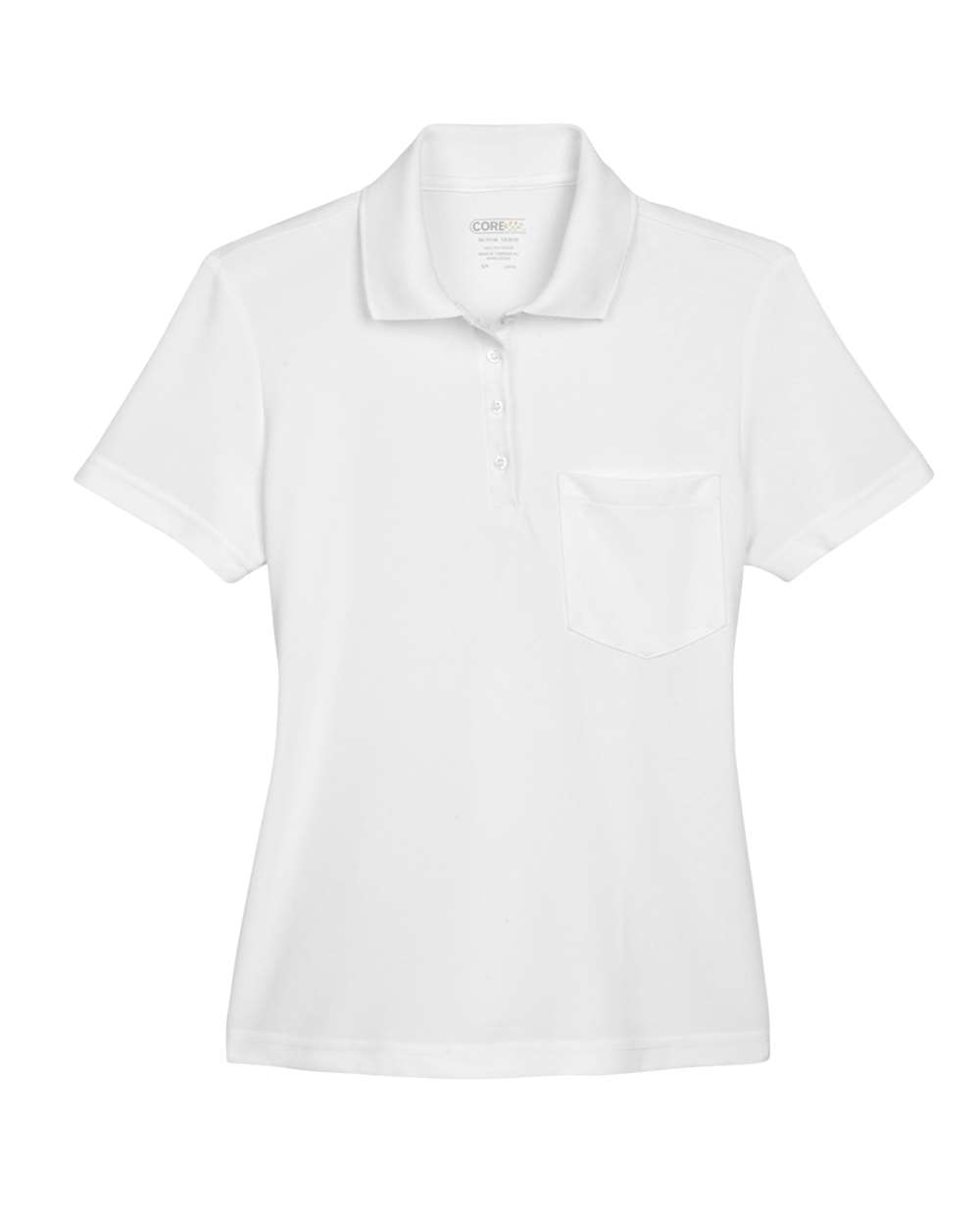 Front View of White Women&#39;s Origin Performance Piqué Polo with Pocket - 78181P