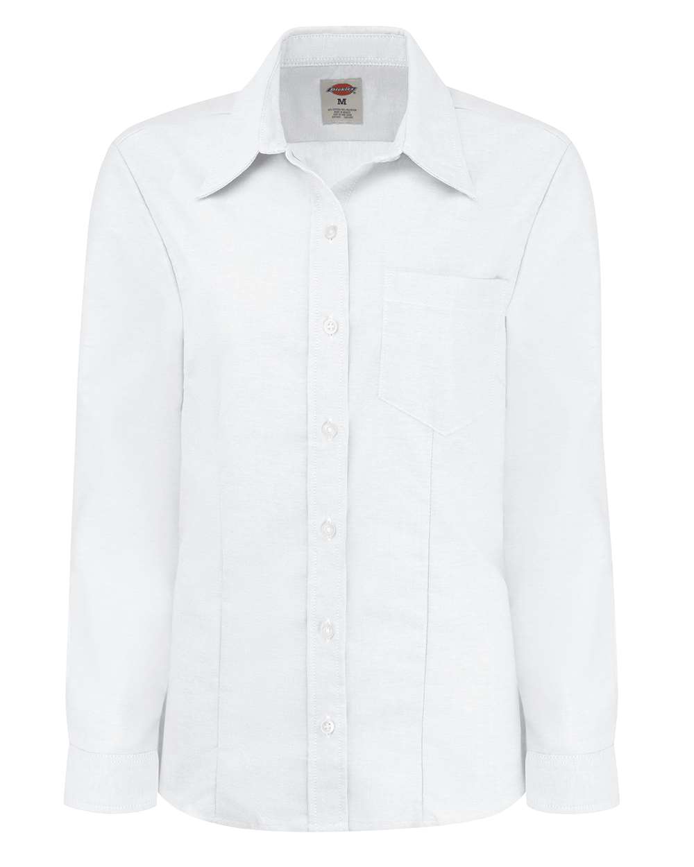 Front View of White Women's Oxford Long Sleeve Shirt - L254