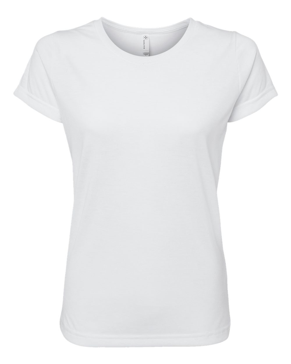 Front View of White Women&#39;s Polyester Sublimation Tee - 1510