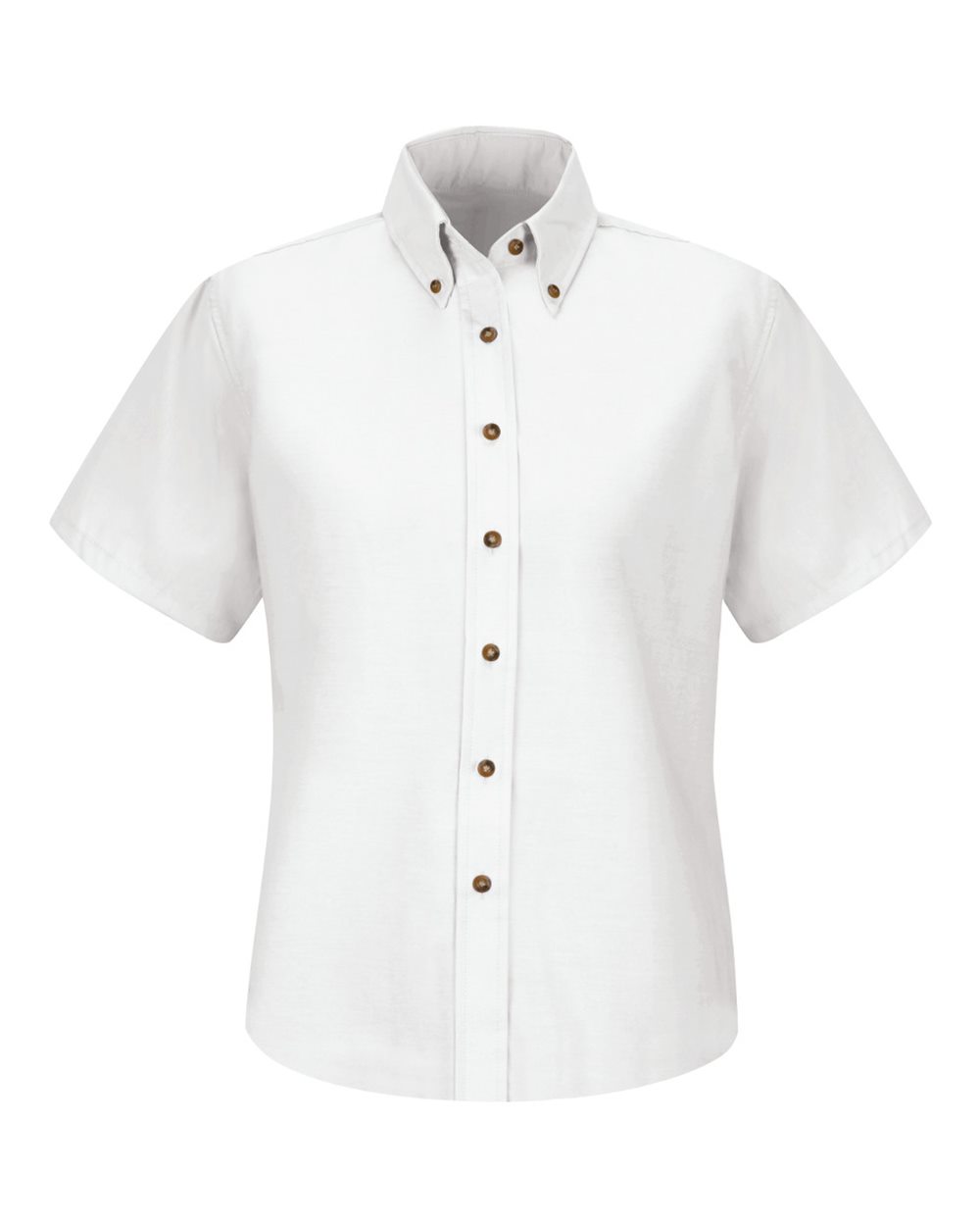 Front View of White Women's Poplin Dress Shirt - SP81