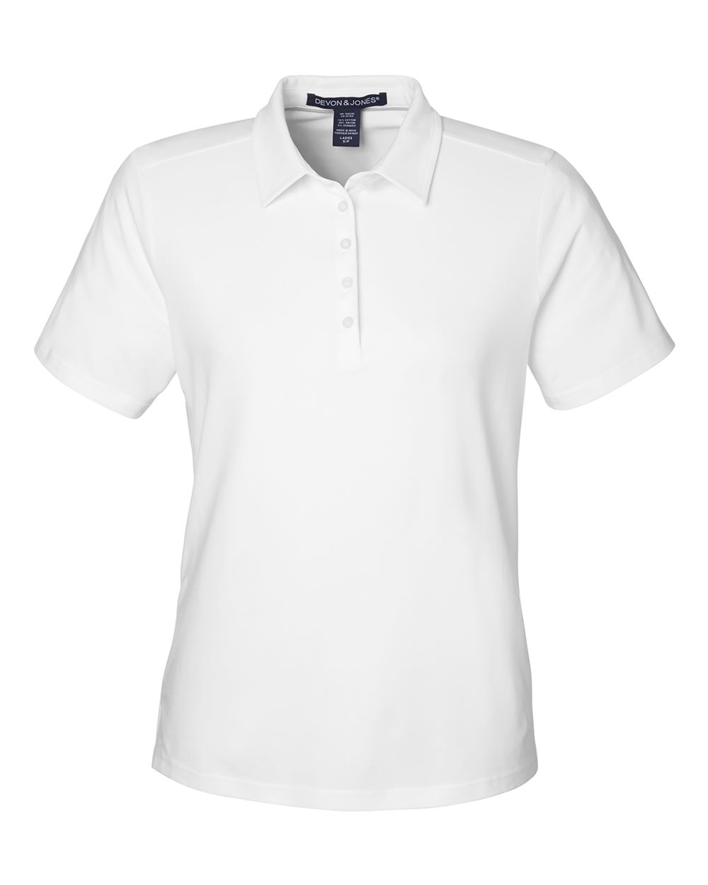 Front View of White Women's Raleigh Stretch Polo - DG120W