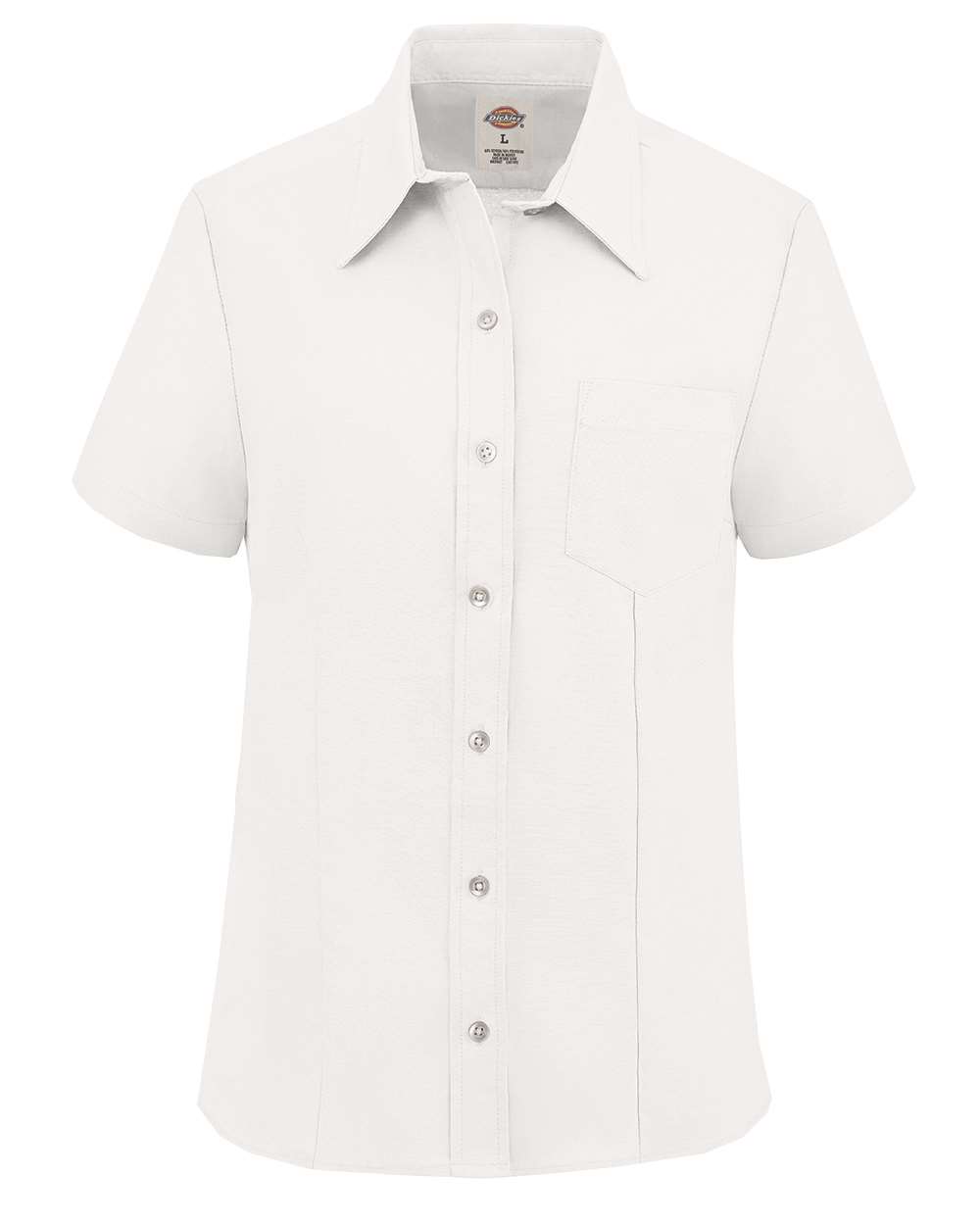 White Women's Short Sleeve Stretch Oxford Shirt - S254