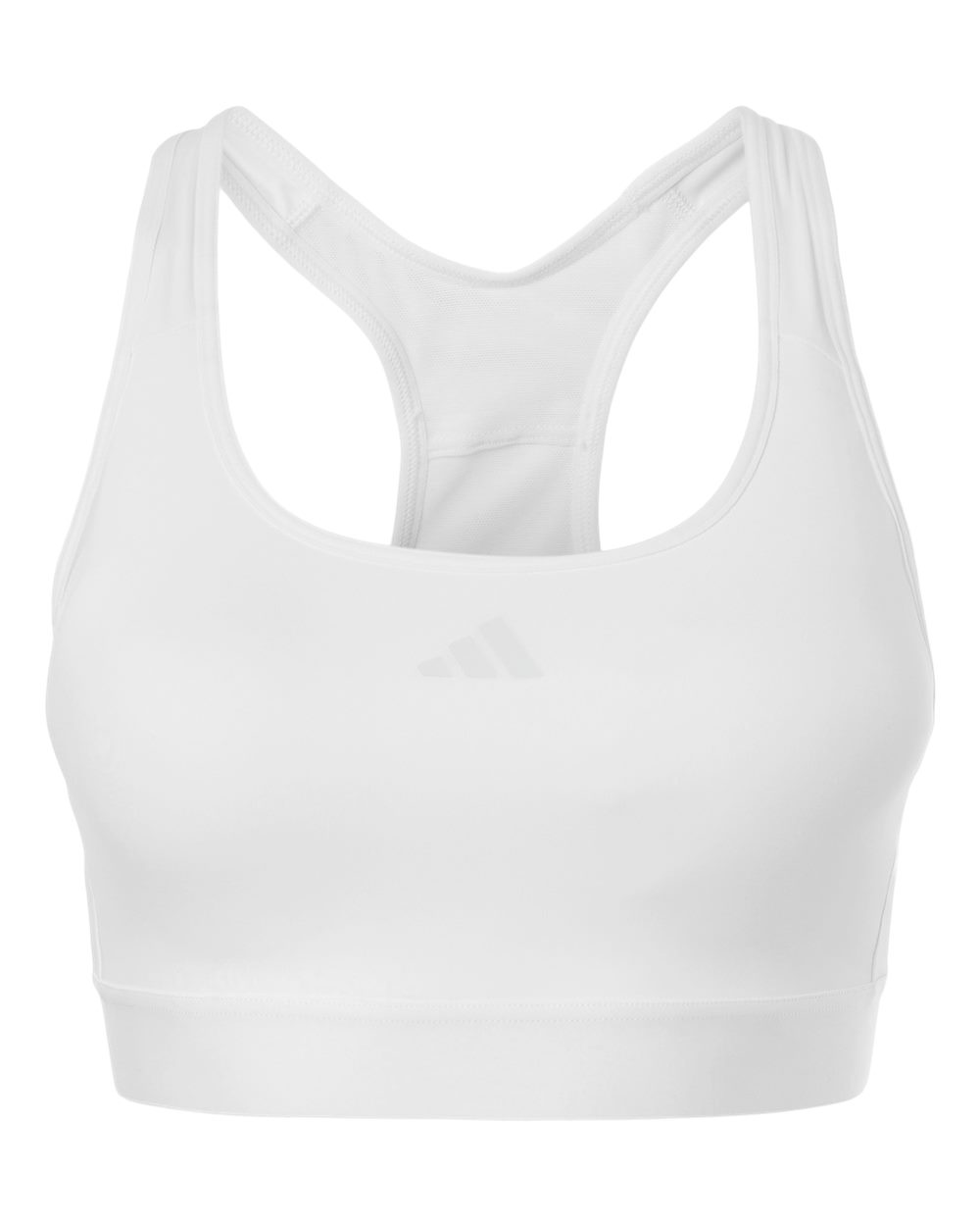 Front View of White Women's Techfit Compression Racerback Sports Bra - AT750 plain