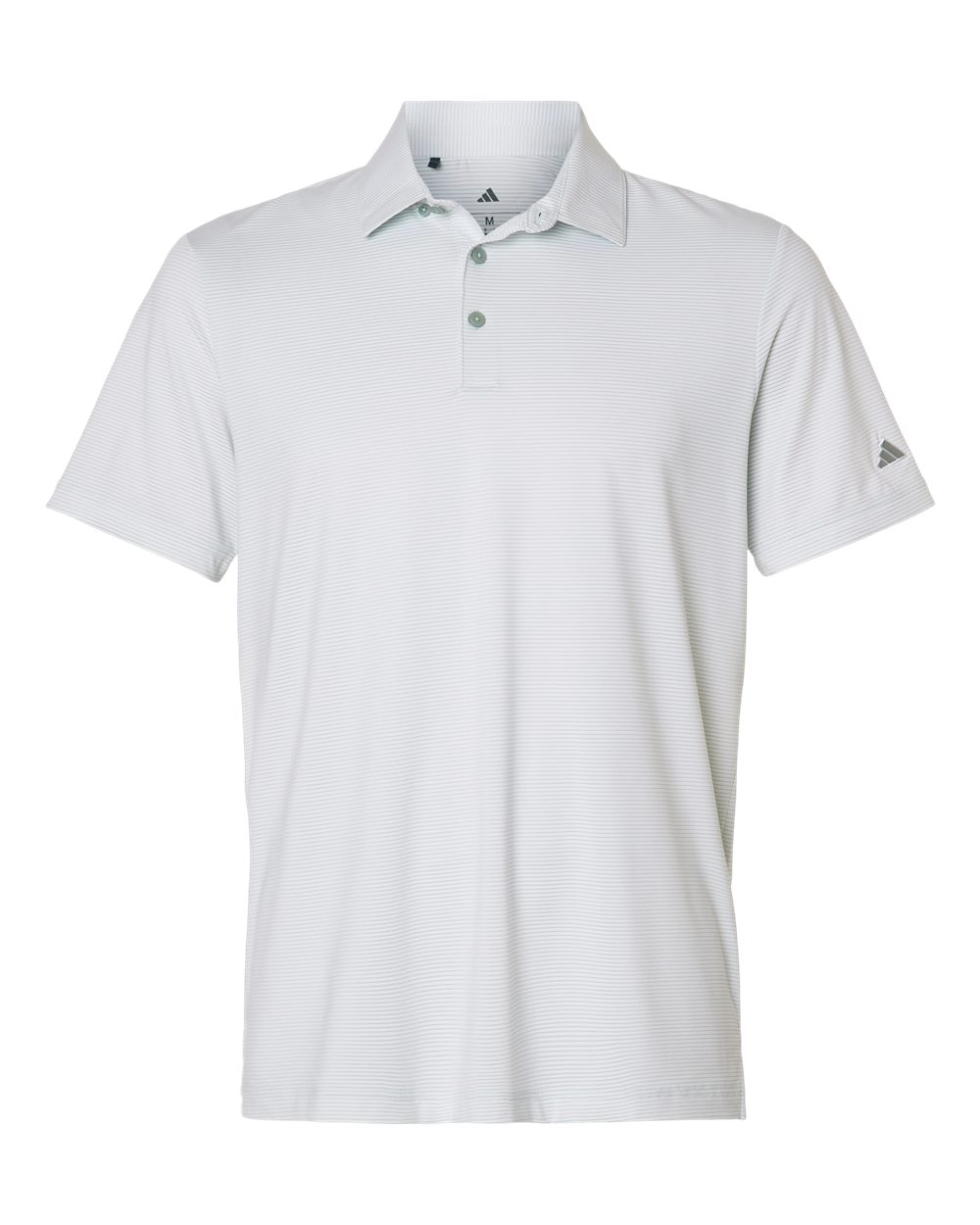 Front View of White/ Wonder Sage Men's Ultimate365 Pencil Stripe Climacool Polo - A2026 plain