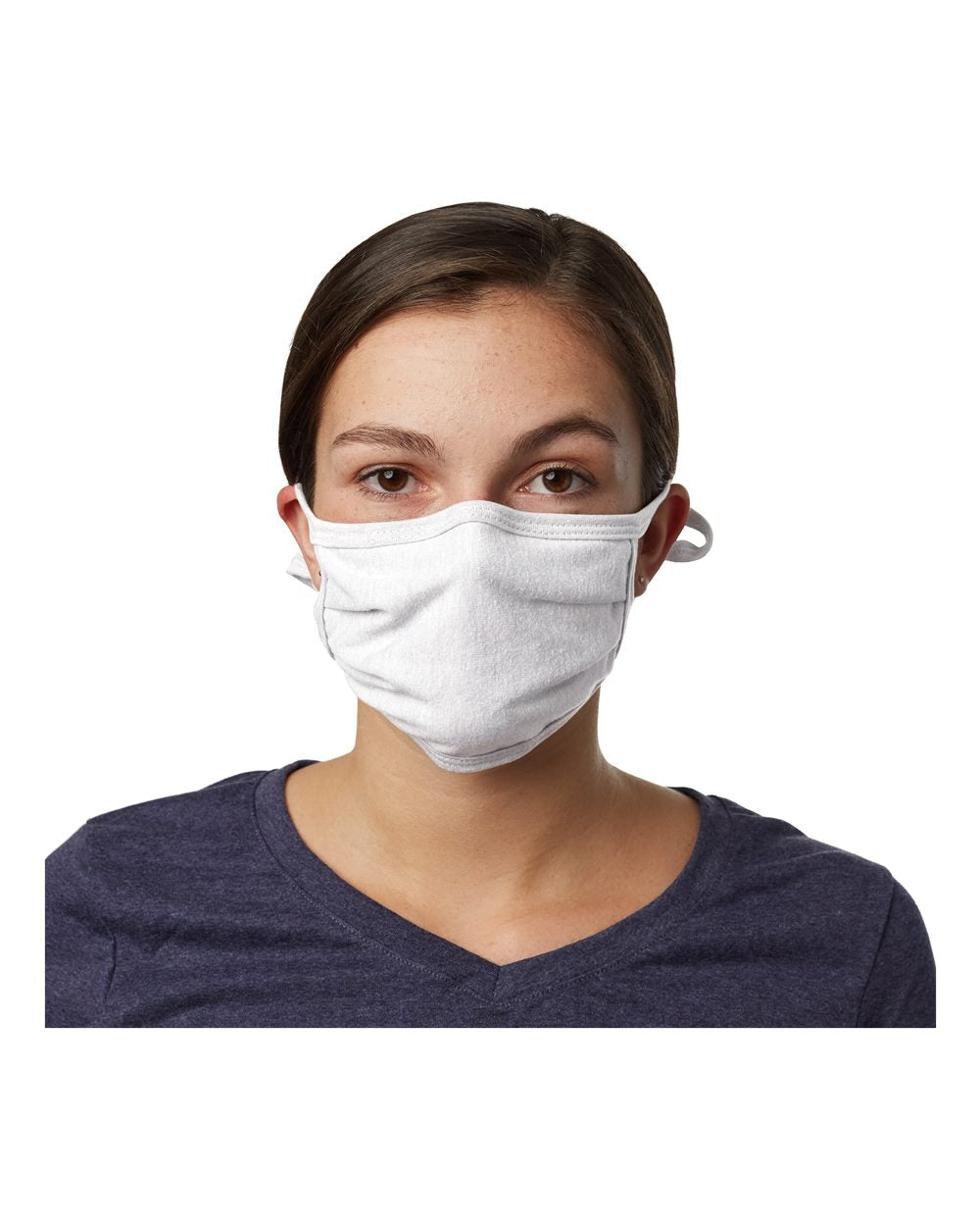 Front View of White X-Temp™ 2-Ply Adjustable Face Mask - BMSKAR