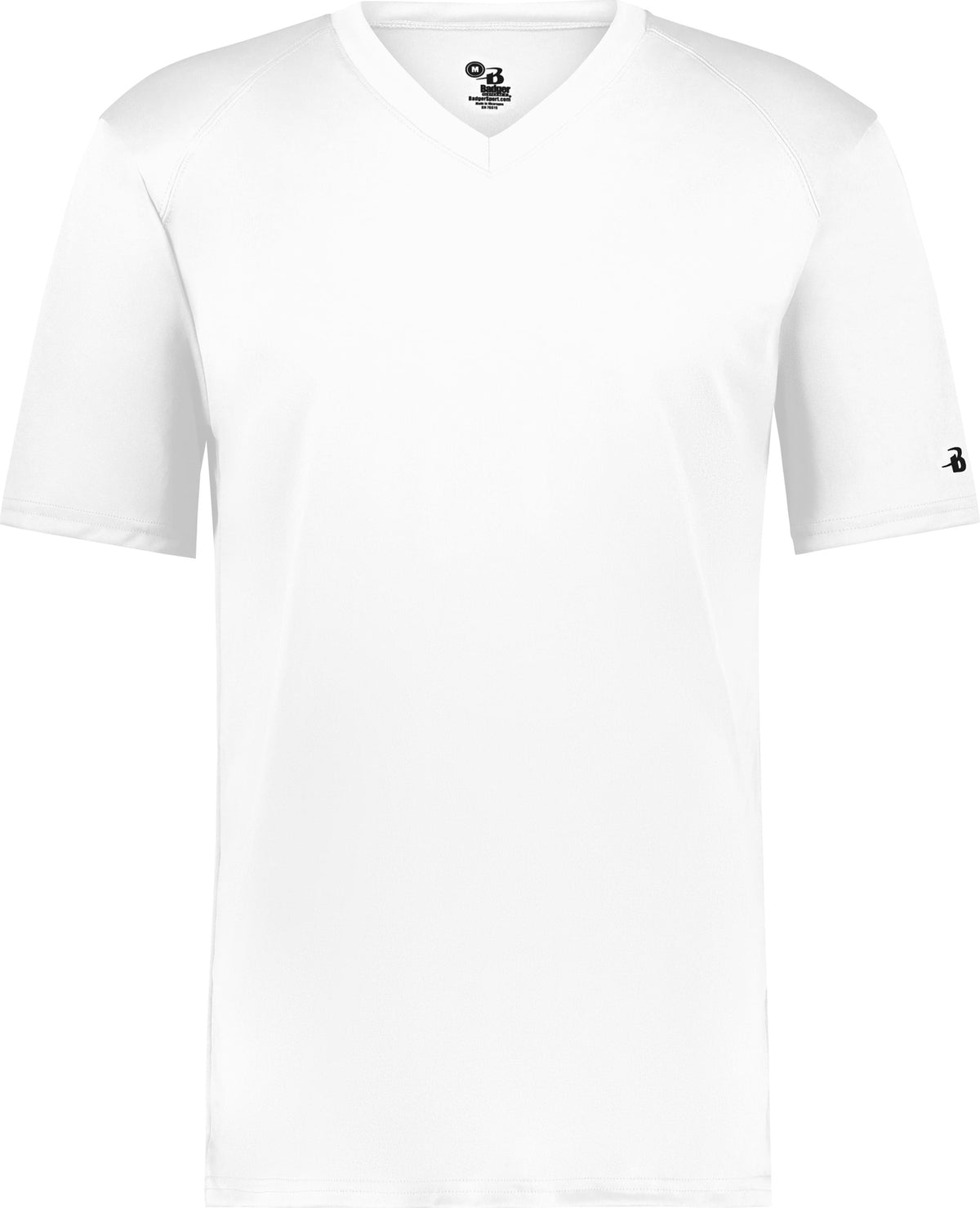 Front View of WHITE YOUTH B-CORE V-NECK TEE