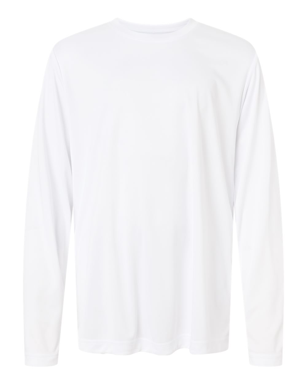 Front View of White Youth Capital Performance Long Sleeve T-Shirt - CE10LY plain